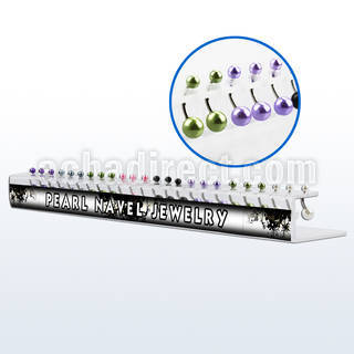 dapr display 24 piercings ombligo acero quirurgico bolas perlas falsas 5mm 8mm 8mm 12mm al por mayor