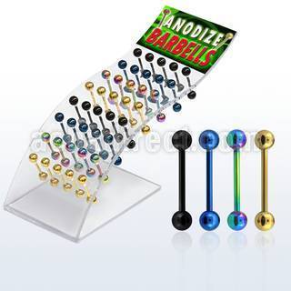 dbbt display 40 barbell lengua acero quirurgico anodizado bolas 6mm 16mm venta