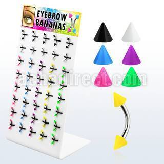 dbjmx12 316l steel eyebrow banana with solid color 3mm cones