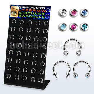 dbjmx5 316l circular barbell with 2 2 5 3mm ball cone jewel