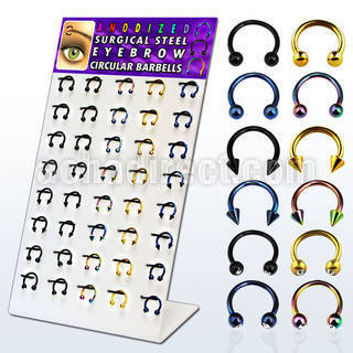 dbjmx6 display 40 barbells circulares acero quirurgico anodizado bolas conos bolas joya 3mm distribuidor