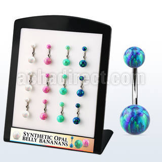 dbn2opg display w steel belly bananas w 5mm 8mm opal balls