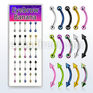 dbnem11 anodized 316l steel eyebrow banana w 3mm ball cone