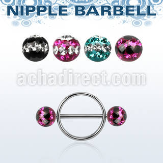 dfrnpe6 316l steel nipple shield w 2 6mm multi crystal balls