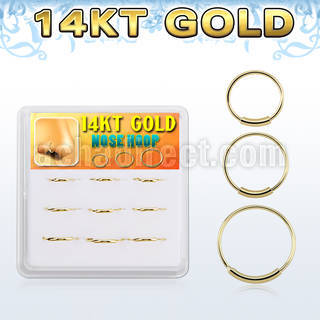 dg14nh2 box w 9 pcs. of solid 14k gold endless nose hoops