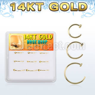 dg14nh3 box w 9 pcs. of solid 14k gold fake nose clips 