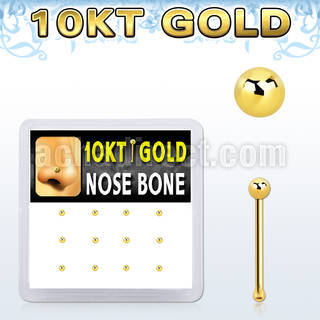 dginb5 10kt gold nose bone with 1.5mm ball shaped top