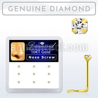 dgisc15 box w 10kt gold nose screws w 1.5 real prong set diamond