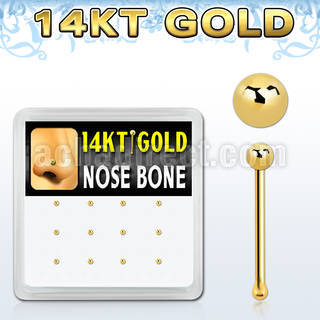 dgnb5 14kt gold nose bone with 1 5mm ball shaped top