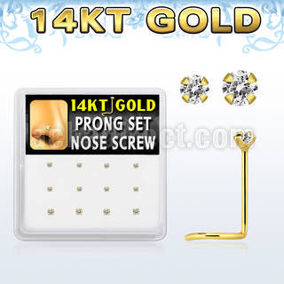 dgsc11 box w 14kt gold nose screws w 1 5 2 mm round cz tops