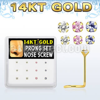 dgsc12 box w 14kt gold nose screws w 1 5 2 mm round cz tops