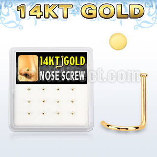 dgsc24 box w 12 14kt gold nose screws, 22g w round flat top