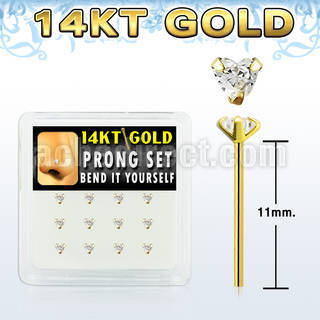 dgys3 caja 12 piercing nariz doblar tu mismo oro 14 kts 0 6mm zirconita redonda corazon 3mm distribuidor