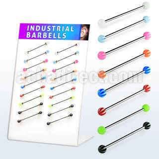 dind10 316l industrial barbell with 5mm acrylic uv beach ball