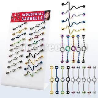 dind21 display 18 barbells corazon barbells industriales loop acero 316l pvd brillo espejo 316l bolas multi joya 5mm 35mm mayorista