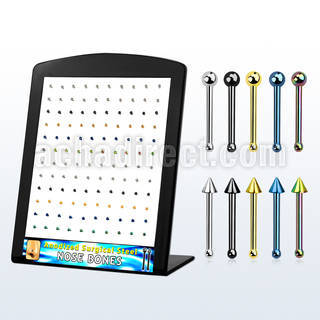 display w 120  anodized steel nose bone 2mm ball & cone