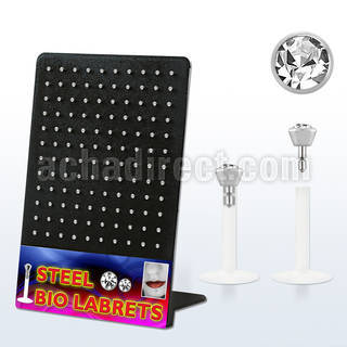 dlijyc bioflex labret w push in 2 5mm flat clear crystal head