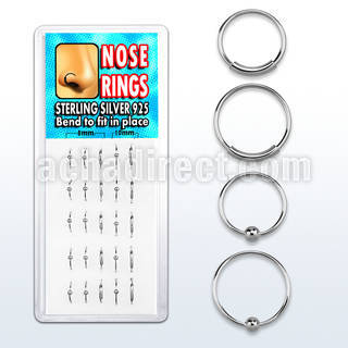 dmvns display of silver nose rings with ball without ball