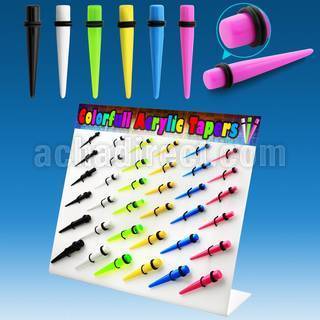dmxp10 display 36 tapers colores acrilicos lisos anillo goma doble 3mm 10mm al por mayor