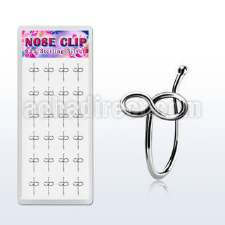 dncl10 box w 24 silver fake nose clips with infinity symbol top