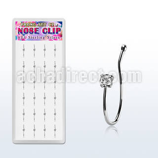 dncl11c box w 24 silver fake nose clips with 2mm clear cz