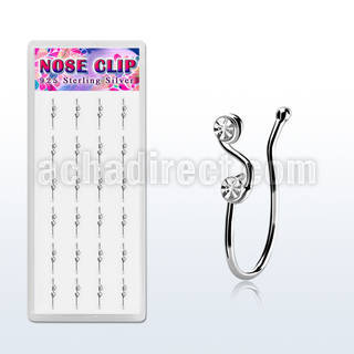 dncl8c box w silver fake nose clips w musical w 2 clear crystal