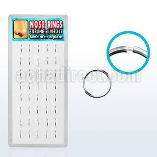 dnsm12 box of silver seamless nose hoops w diameter of 8mm