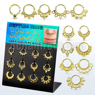 dnsm138 display w gold plated silver septum rings mixed design