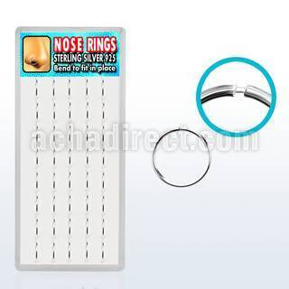 dnsm13 box of silver seamless nose hoops w diameter 10mm