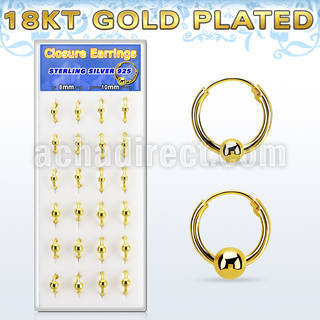 dnsm169 box w 12 gold silver ball closure earring 16g 3 4mm ball