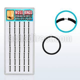 dnsm19 caja display 40 aros nariz continuos plata esterlina 925 negro 1mm 10mm al por mayor
