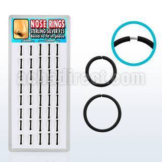 dnsm20 box of black silver seamless nose hoops w diameter 8 10