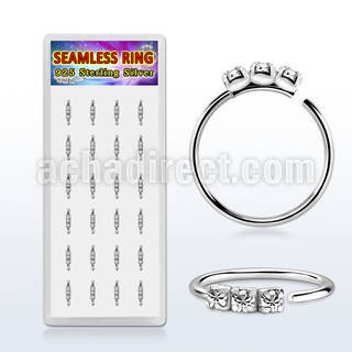 dnsm265 925 silver seamless nose rings 1.5mm prong set clear crystals