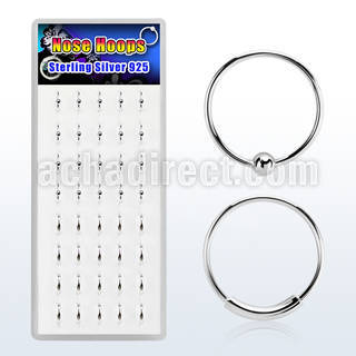 dnsm box of silver nose rings in mixed styles w diameter 8mm