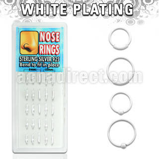 dnsp1 box of white silver nose hoops with ball endless hoops