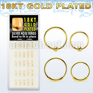 dnsp4 18k gold silver hoop nose rings w ball endless hoops