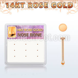 drnb27 caja 12 piercing nariz hueso oro rosa 14 kts 0 6mm redonda 1mm al por mayor