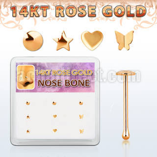 drnb9 box w 9 14kt rose gold nose bones w assorted tops
