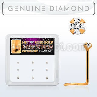 drsc15 box w 9 14kt rose gold nose screws w genuine diamonds