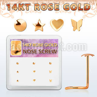 drsc4 box w 14k rose gold nose screw star heart butterfly top