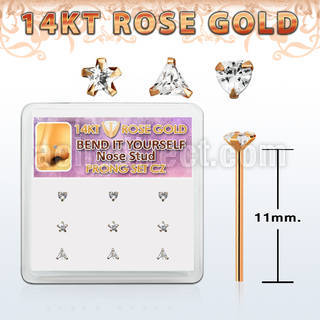 drys25 box 14k rose gold bend it yourself nose stud w mix top