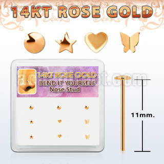 drys2 box 14kt rose gold bend it nose stud w mixed top