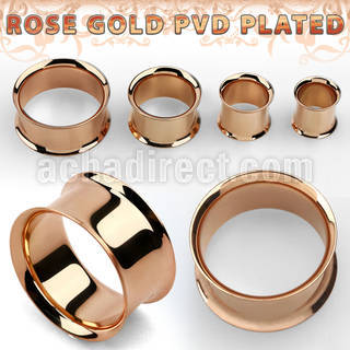 dttpg rose gold pvd plated steel double flared flesh tunnel