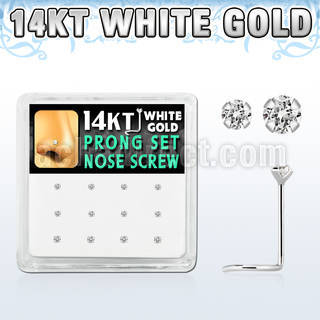 dwsc11 box w 12 pcs of 14kt white gold nose screw w 1.52 mm cz