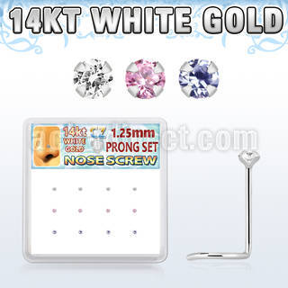 dwsc23 box w 14kt white gold nose screws w 1.25mm round cz 