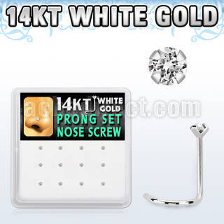 dwsc5 box of 14kt white gold nose screws w 1 5mm prong set cz