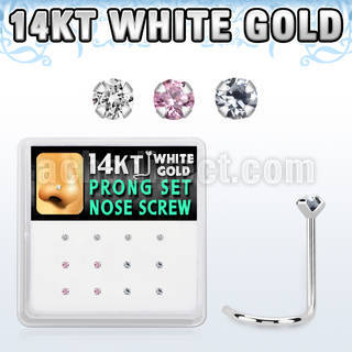 dwsc8 box w 14kt white gold nose screw w prong set 1.5 mm czs