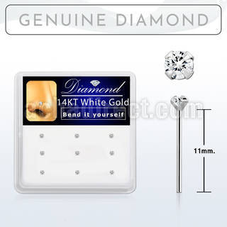 dwys15 box w 14kt white gold bend it nose stud w 1.5mm diamond