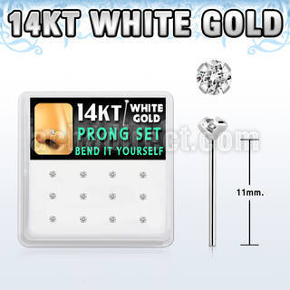 dwys1 box w 14kt white gold bend it nose studs w 2mm czs