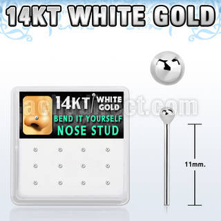 dwys5 box w 14kt white gold bend it nose studs w 1.5mm balls